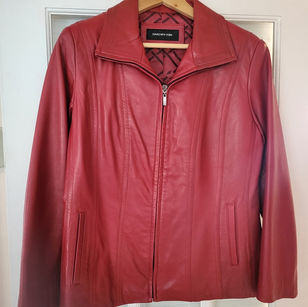 Jones New York Red Leather Jacket